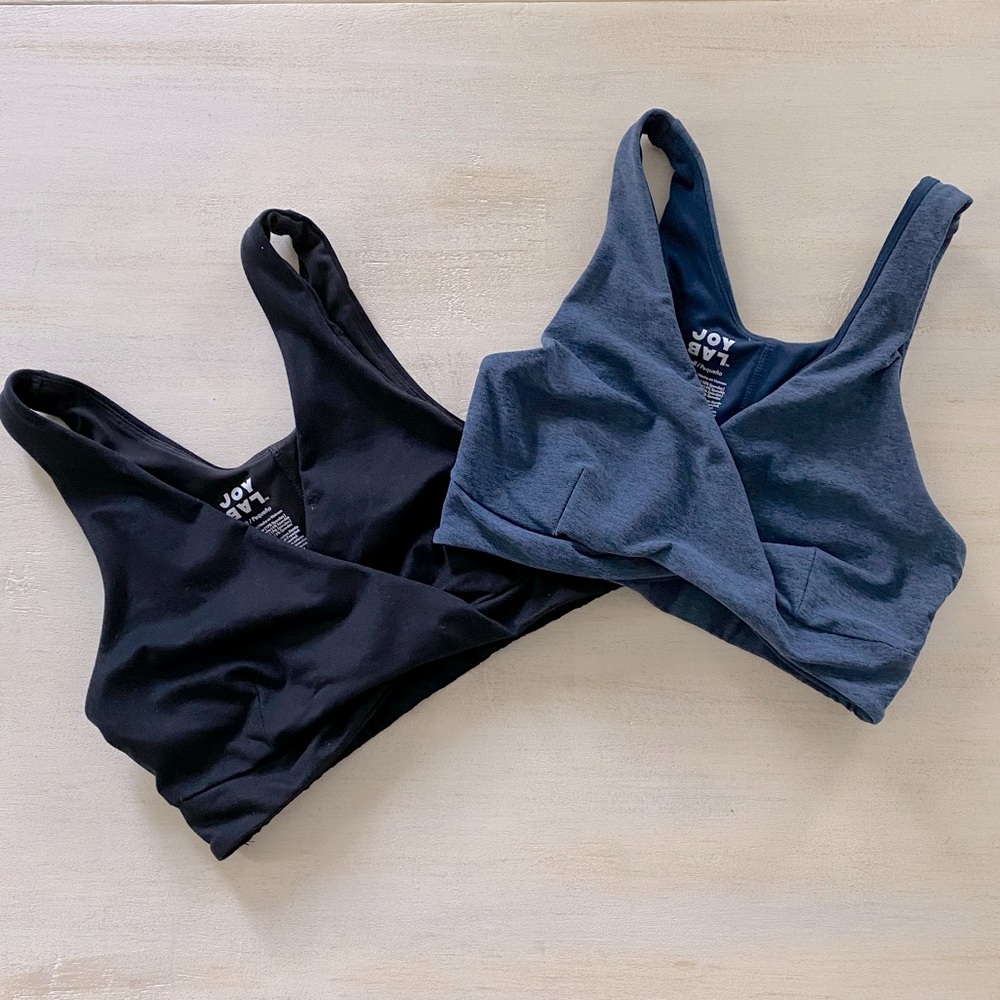 Joylab bundle of two sports bras blue black small
